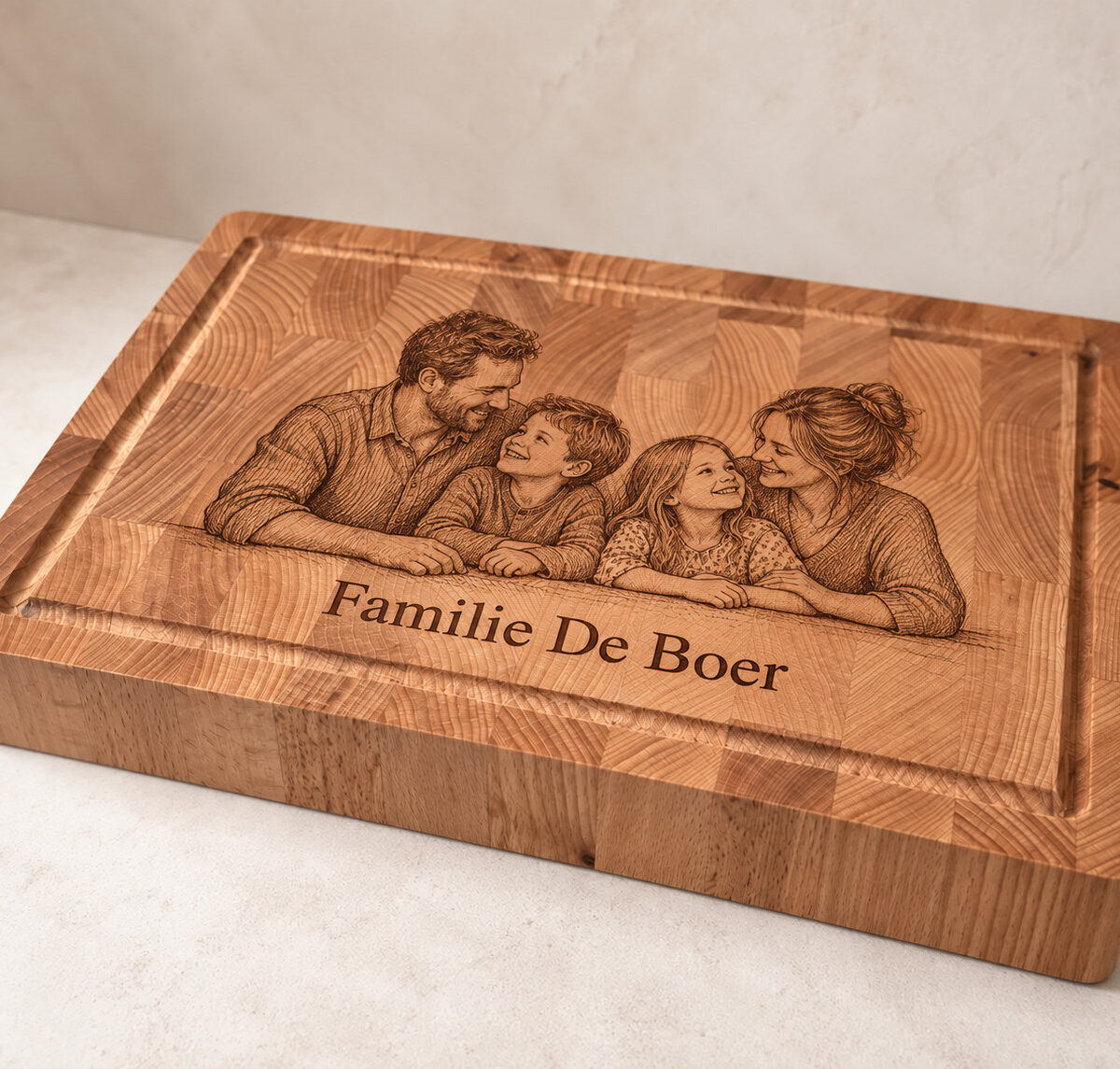 Hakblok met handvaten - beuken - 36x26 cm - zelf ontwerpen - Variant 25