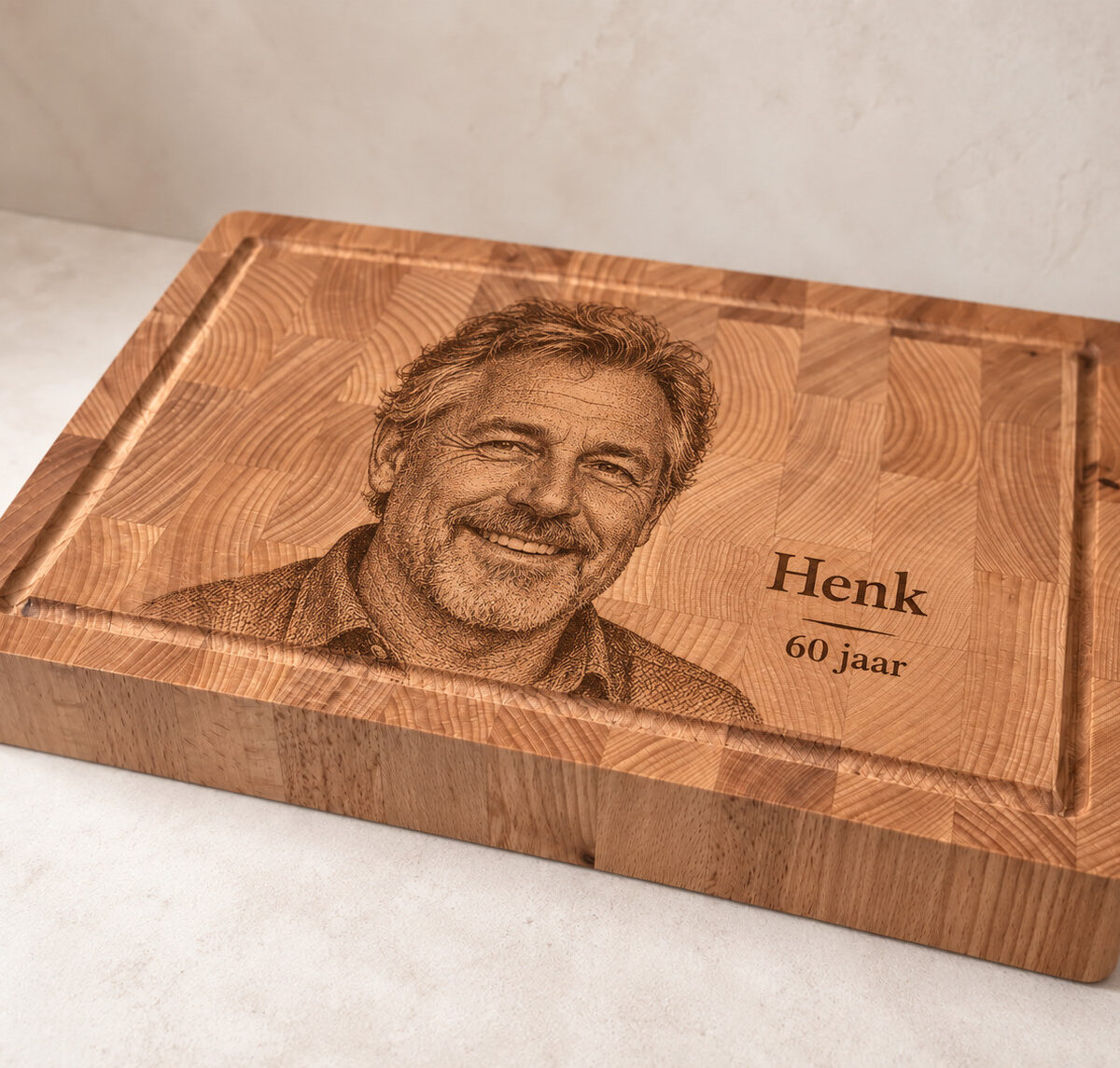 Hakblok met handvaten - beuken - 36x26 cm - zelf ontwerpen - Variant 30