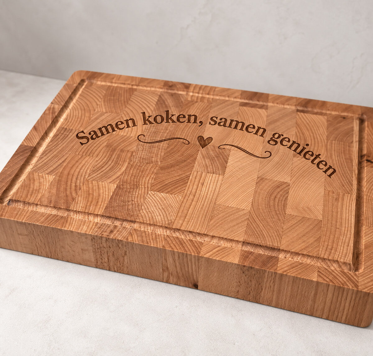 Hakblok met handvaten - beuken - 36x26 cm - zelf ontwerpen - Variant 32