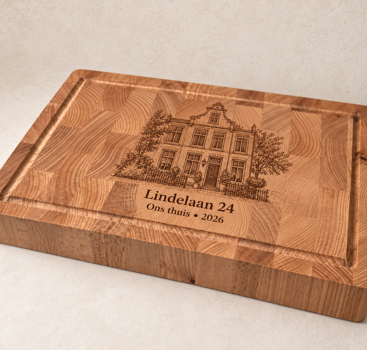 Hakblok met handvaten - beuken - 36x26 cm - zelf ontwerpen - Variant 41
