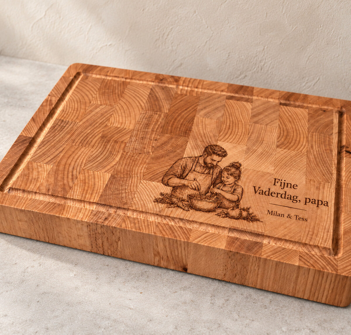 Hakblok met handvaten - beuken - 36x26 cm - zelf ontwerpen - Variant 42