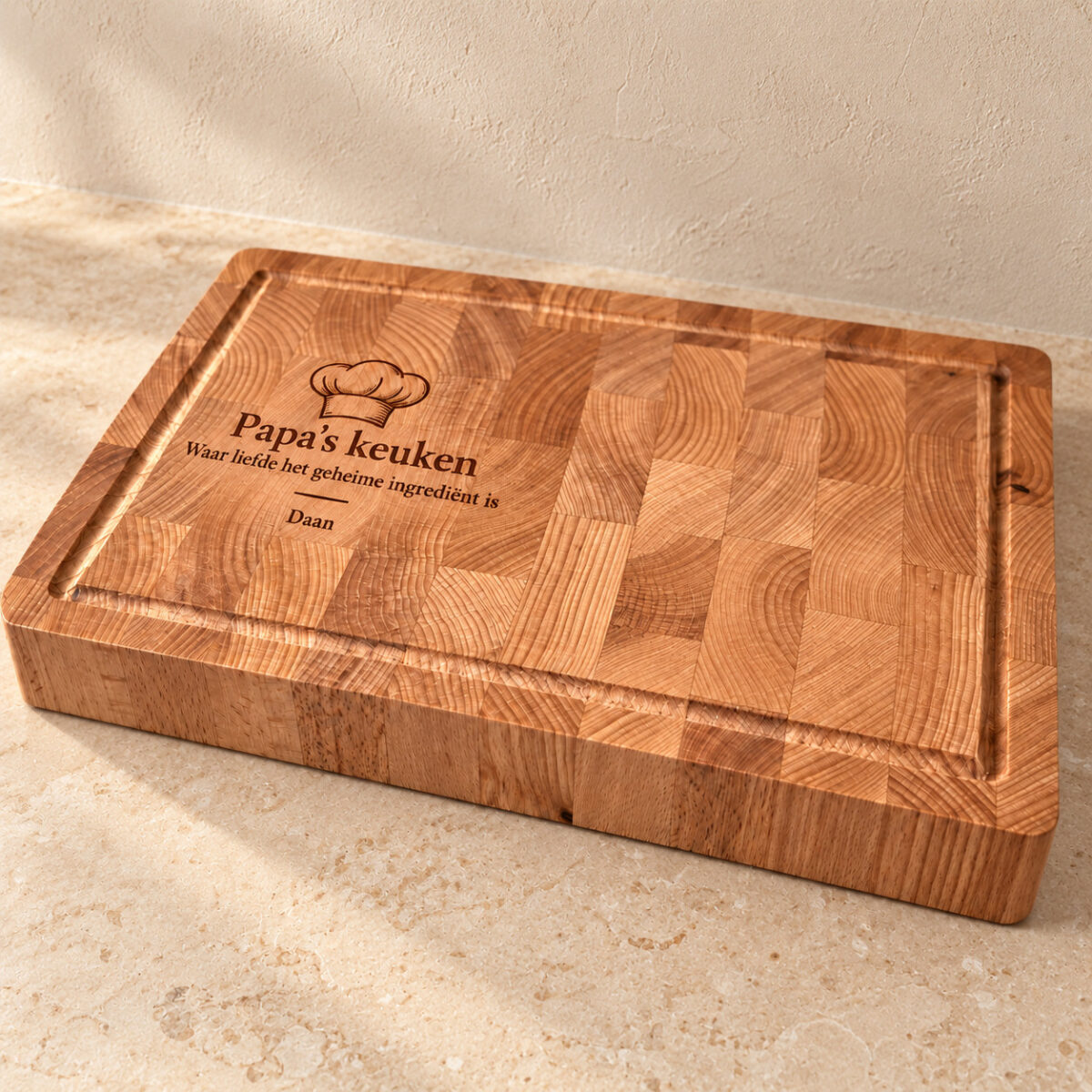 Hakblok met handvaten - beuken - 36x26 cm - zelf ontwerpen - Variant 43