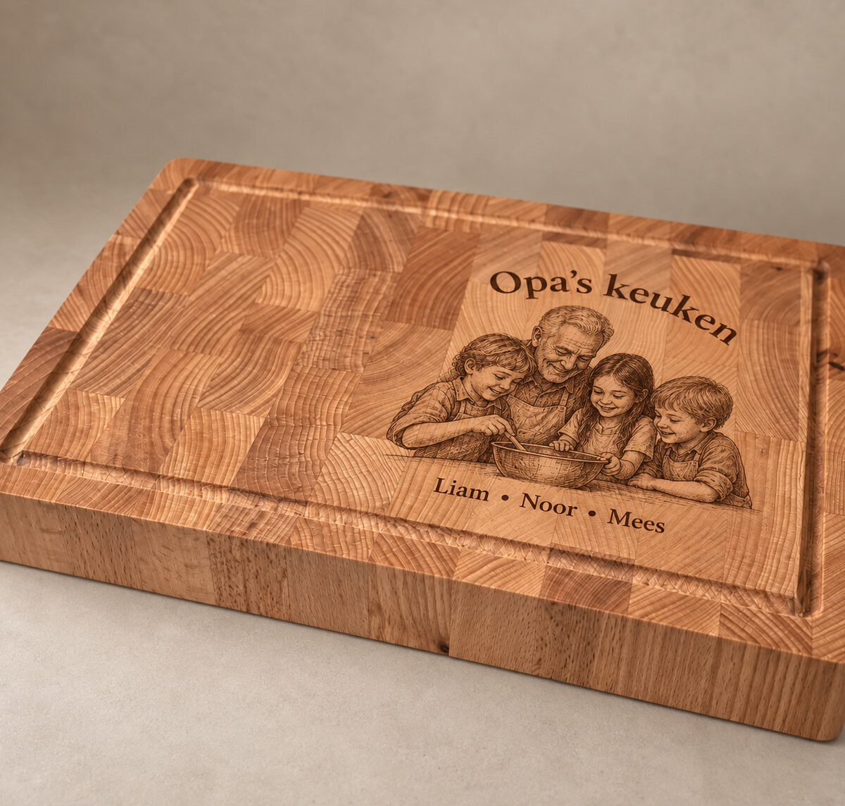 Hakblok met handvaten - beuken - 36x26 cm - zelf ontwerpen - Variant 44