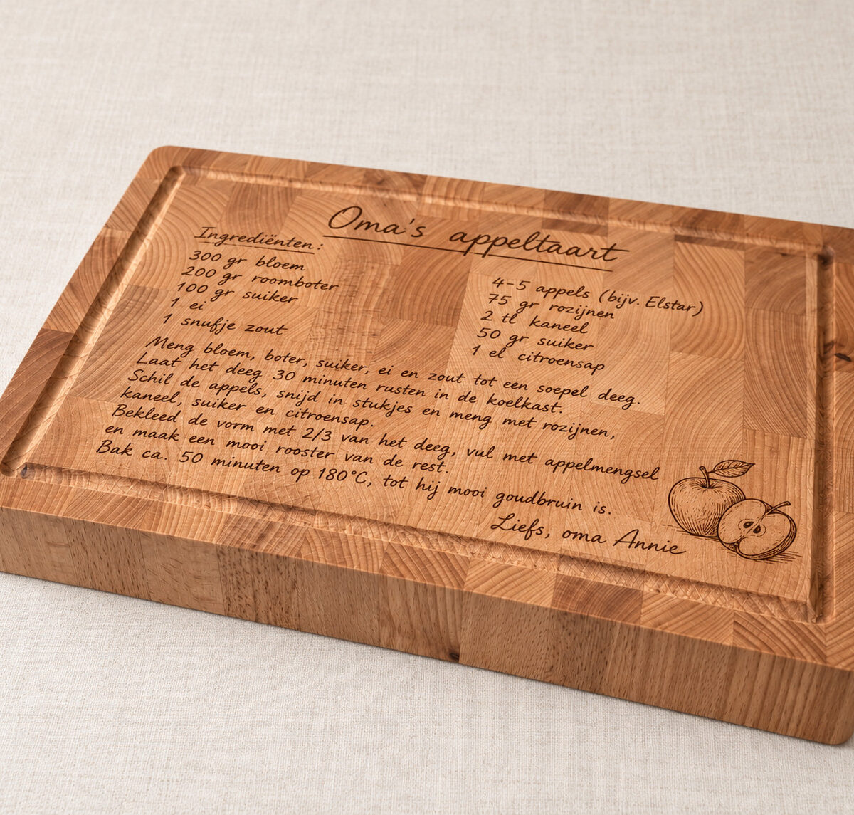 Hakblok met handvaten - beuken - 36x26 cm - zelf ontwerpen - Variant 46