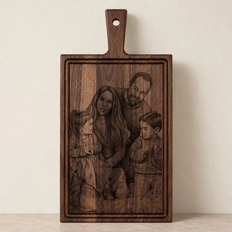 Plank met handvat - walnoot - 37x19 cm - zelf ontwerpen